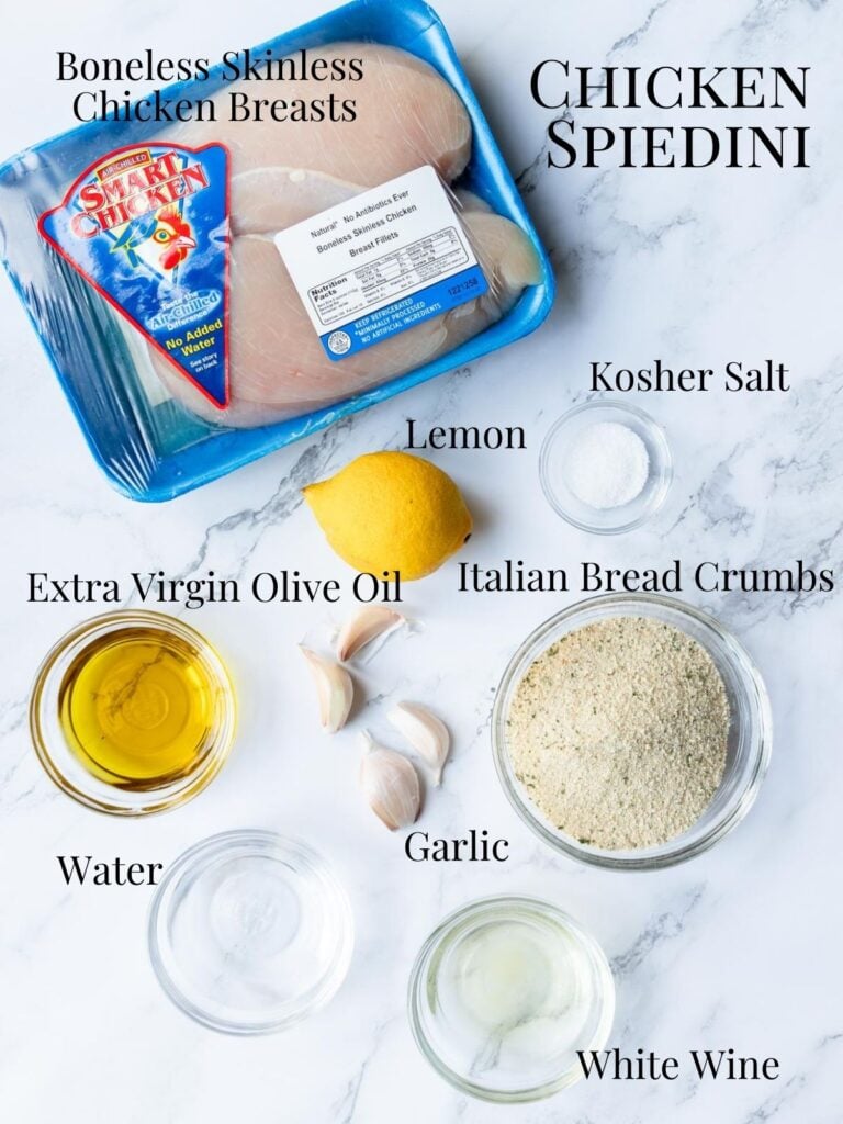 ingredients for chicken spiedini with text labels