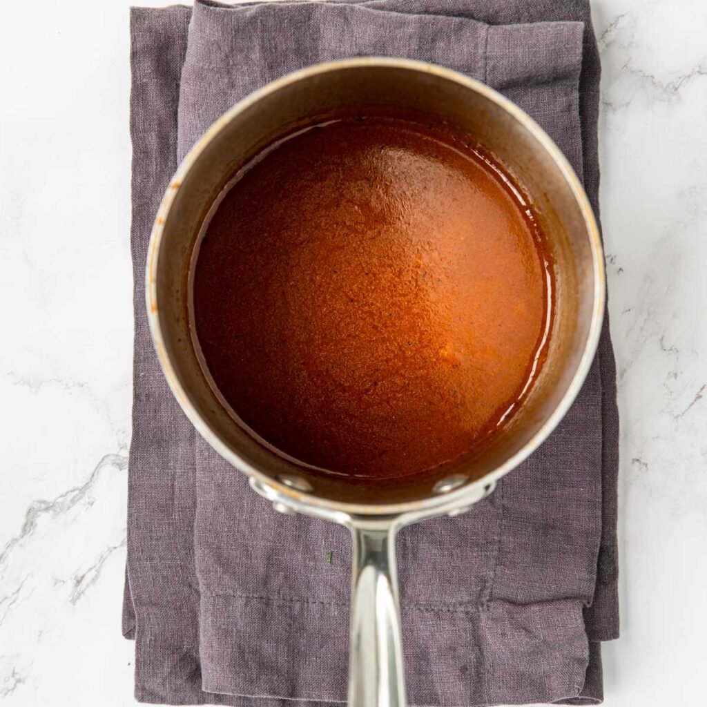 red wine glaze in a sauce pan