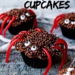 pinterest image of spider cupcakes for Halloween