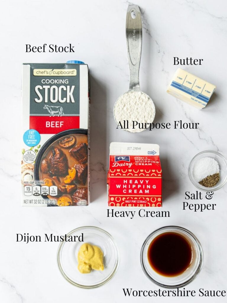 Swedish meatball sauce ingredients with text