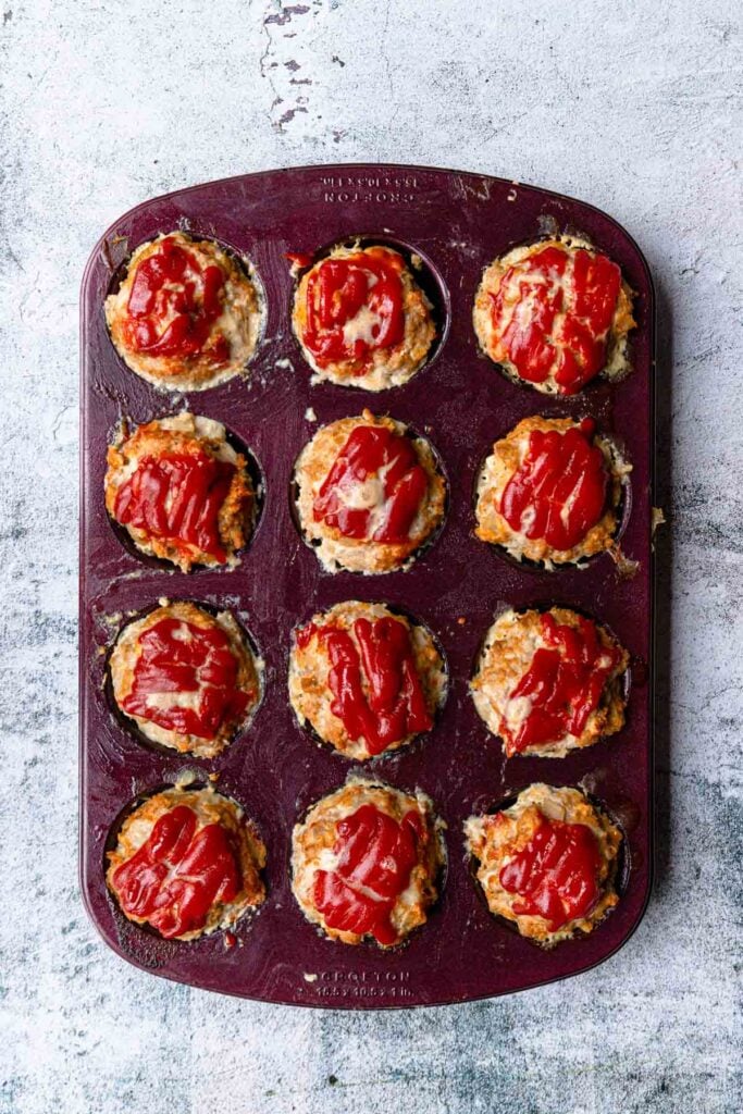 ground turkey meatloaf cups after they are baked