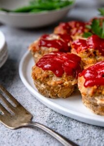 turkey meatloaf muffin cups on a plate