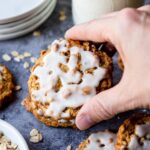 Pinterest Image with iced oatmeal cookies