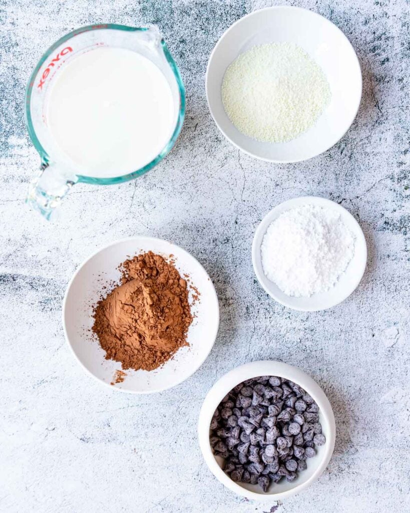 ingredients on a table to make hot chocolate