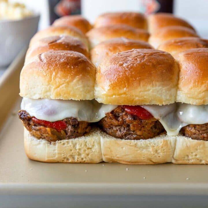 meatloaf on slider buns with melted cheese
