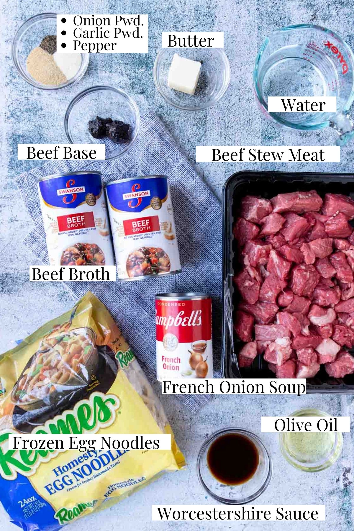 Ingredients for Beef and Noodles in the Instant Pot