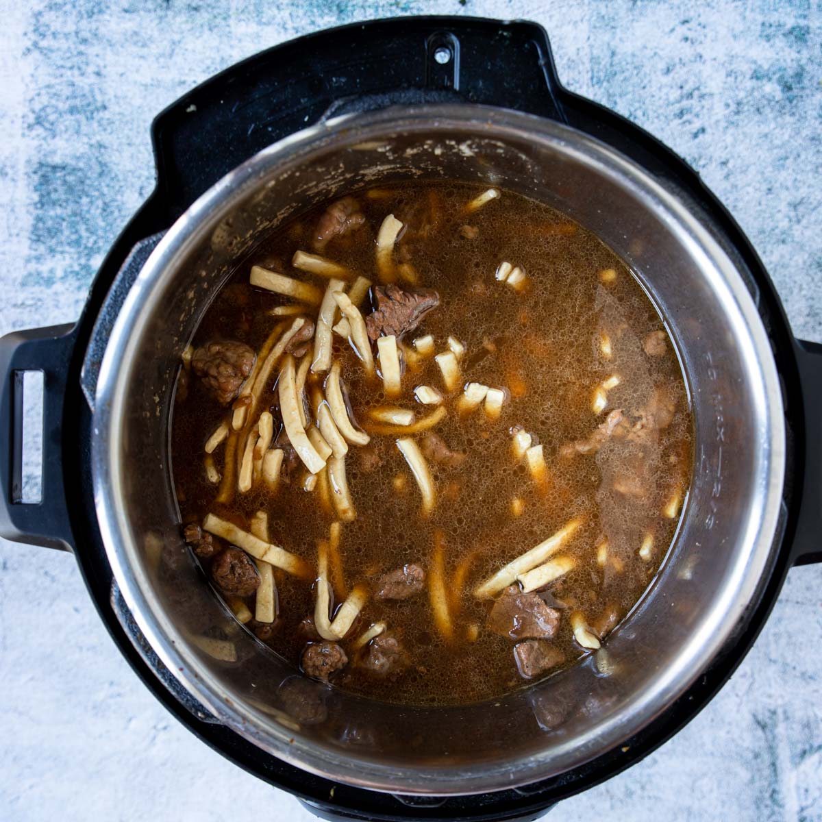 Instant Pot with beef and noodles 