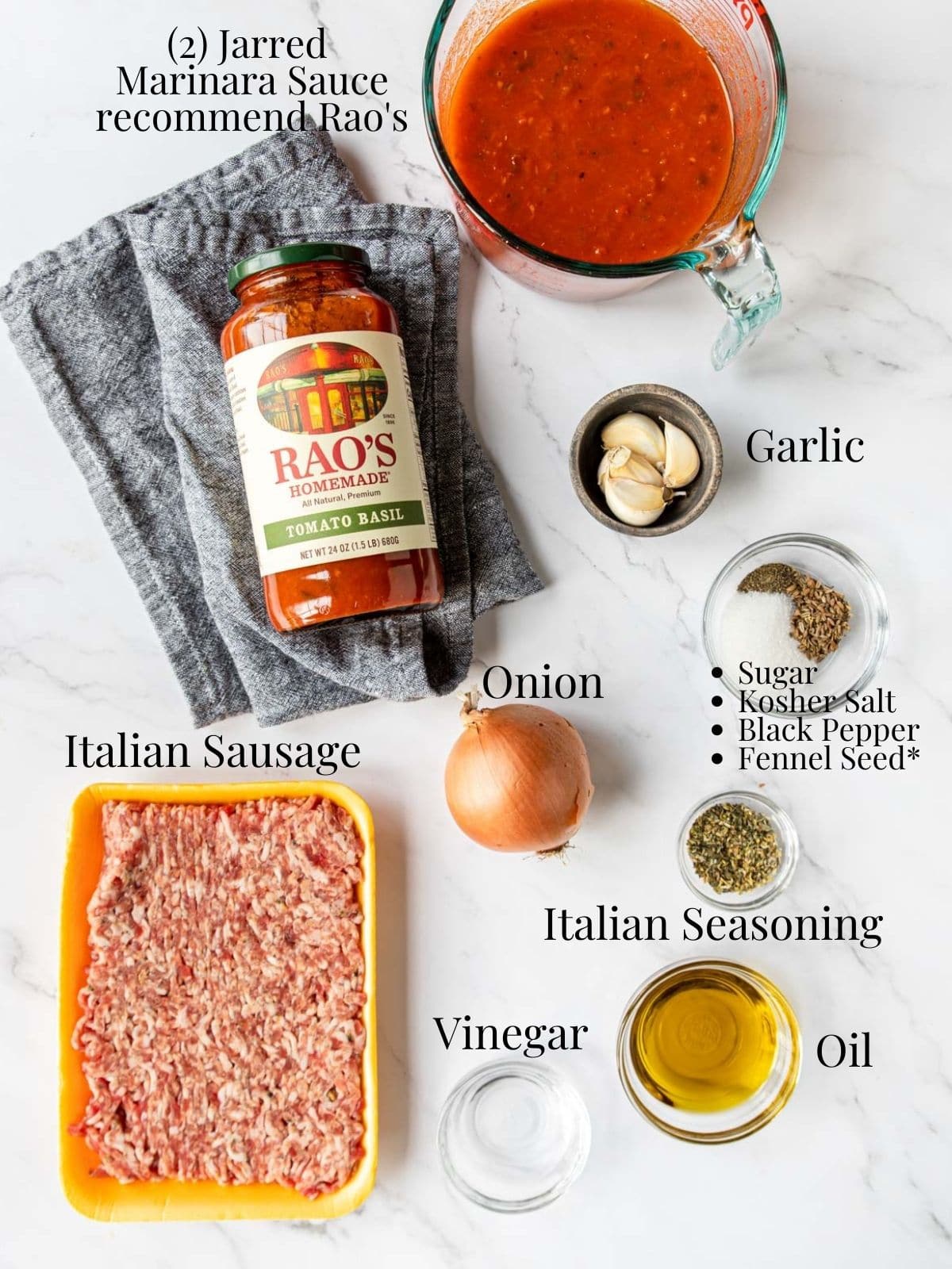 ingredients to make Italian Sausage Sauce for Lasagna