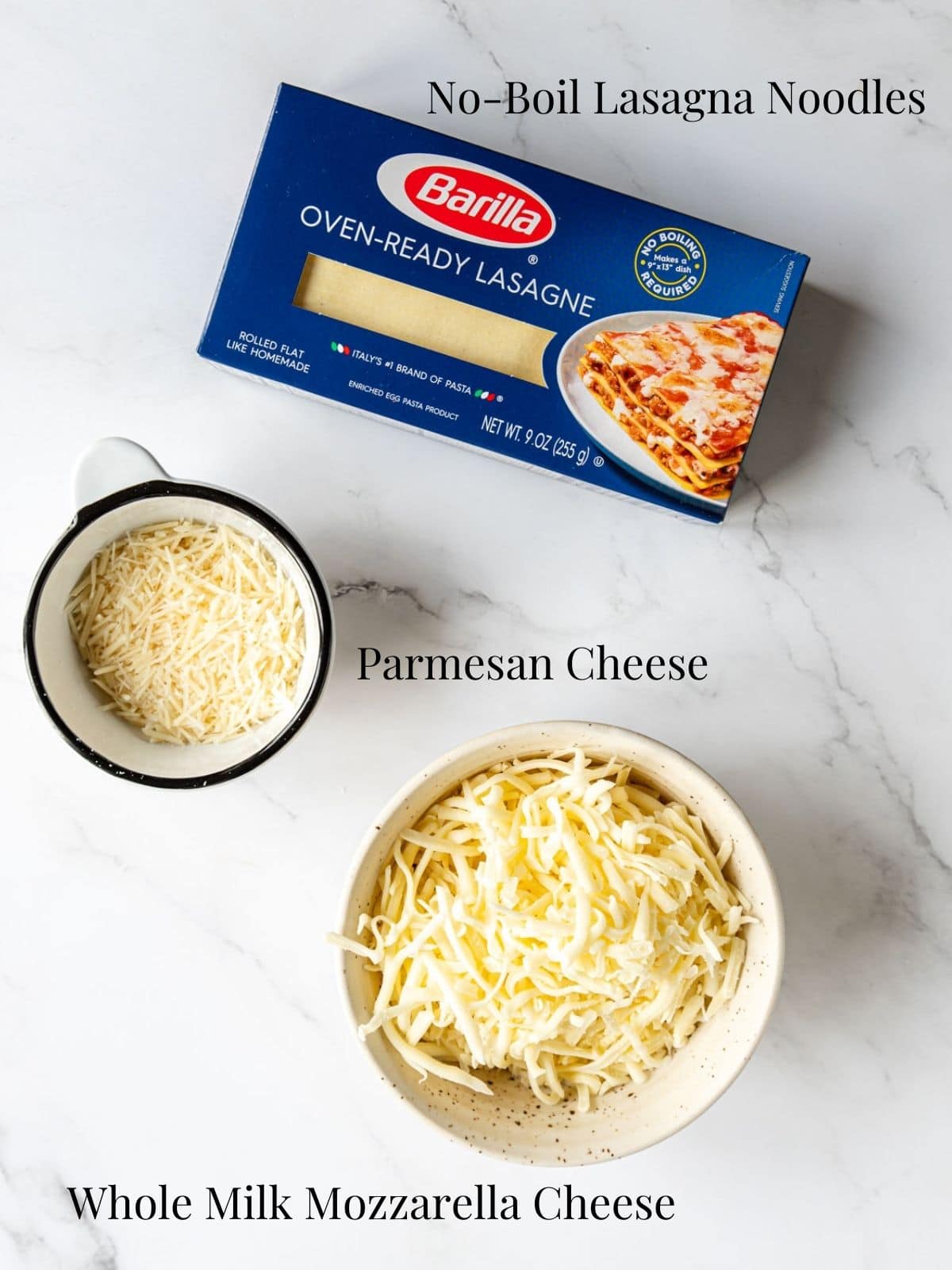 lasagna noodles and cheese to assemble lasagna