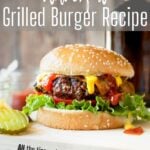 pinterest image with text overlay for grilled hamburger recipe