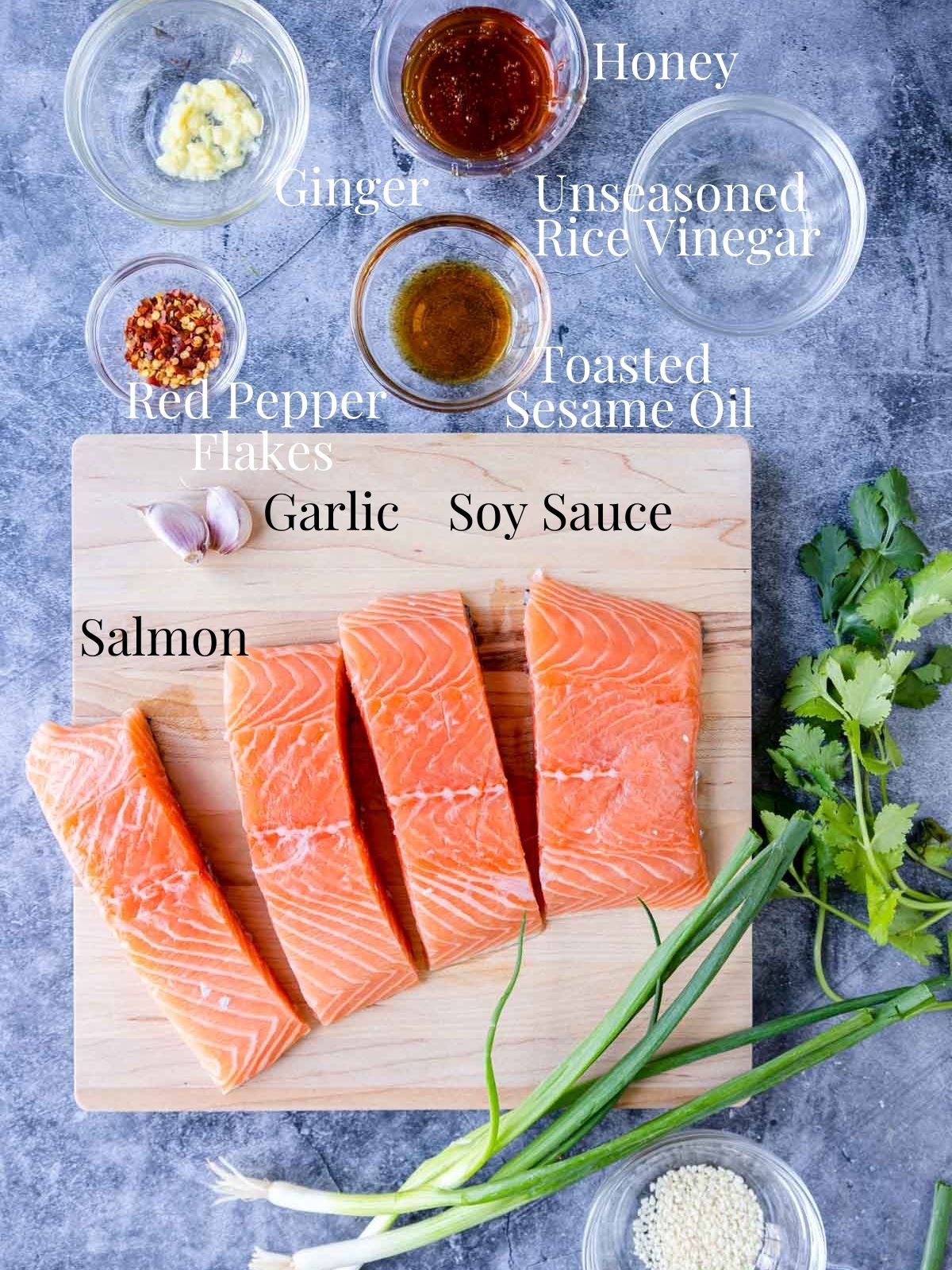 ingredients to make Asian salmon Marinade