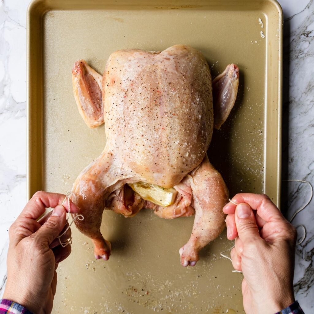 trussing a whole chicken