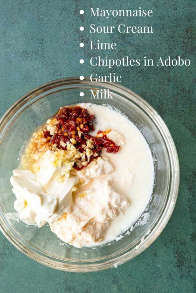 ingredients listed with text for chipotle lime crema