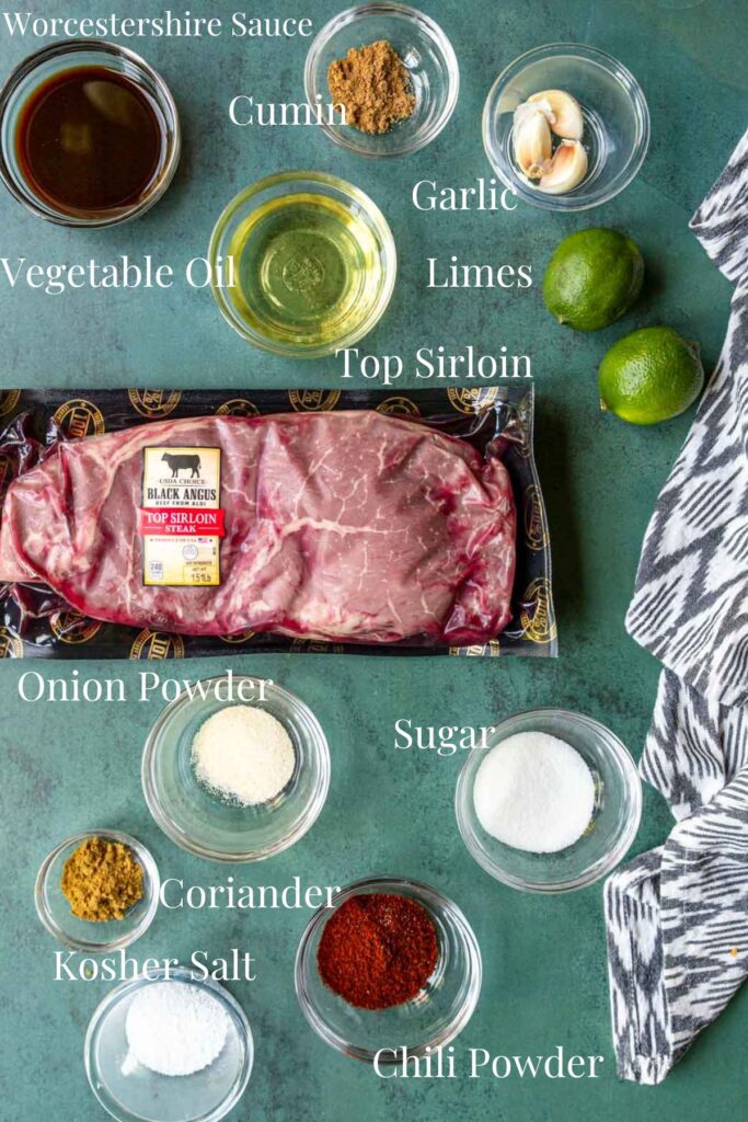 all the ingredients you need to make grilled steak tacos