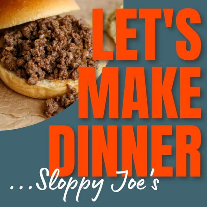 Sloppy Joe's sandwich and Let's Make Dinner podcast text