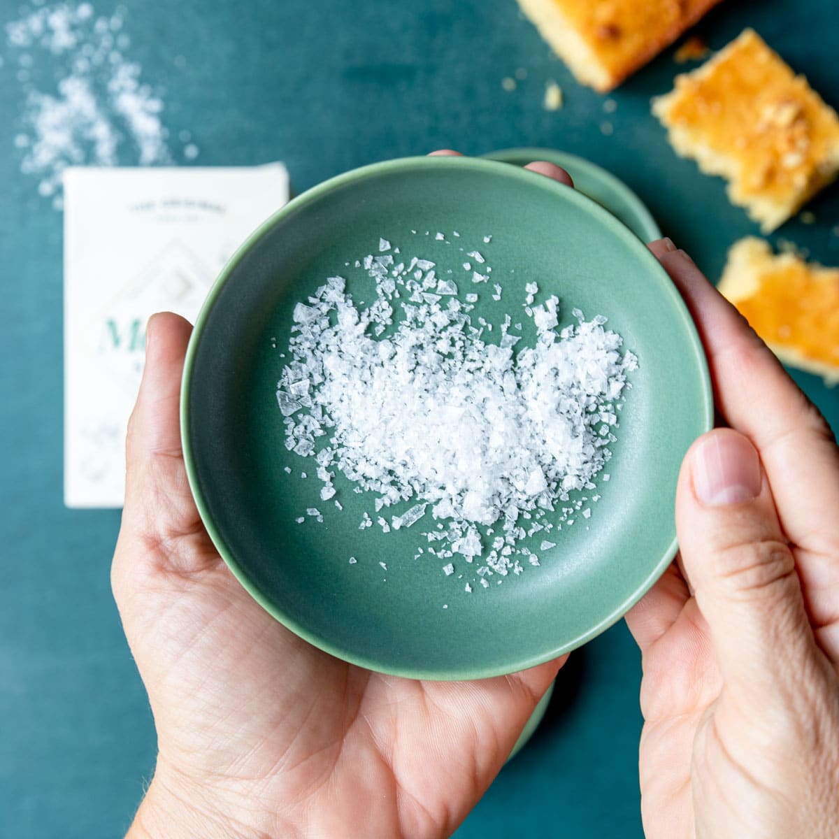 flake salt in a bowl