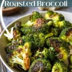 a pin image with text for oven roasted broccoli