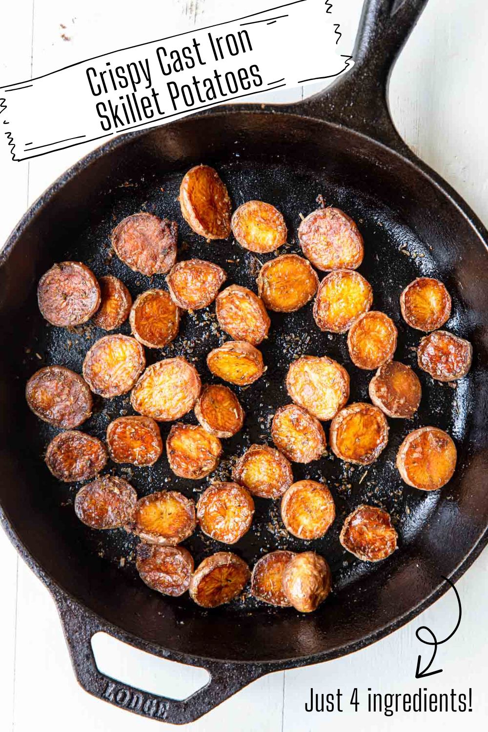 Cast Iron Skillet Potatoes with text overlay for Pinterest