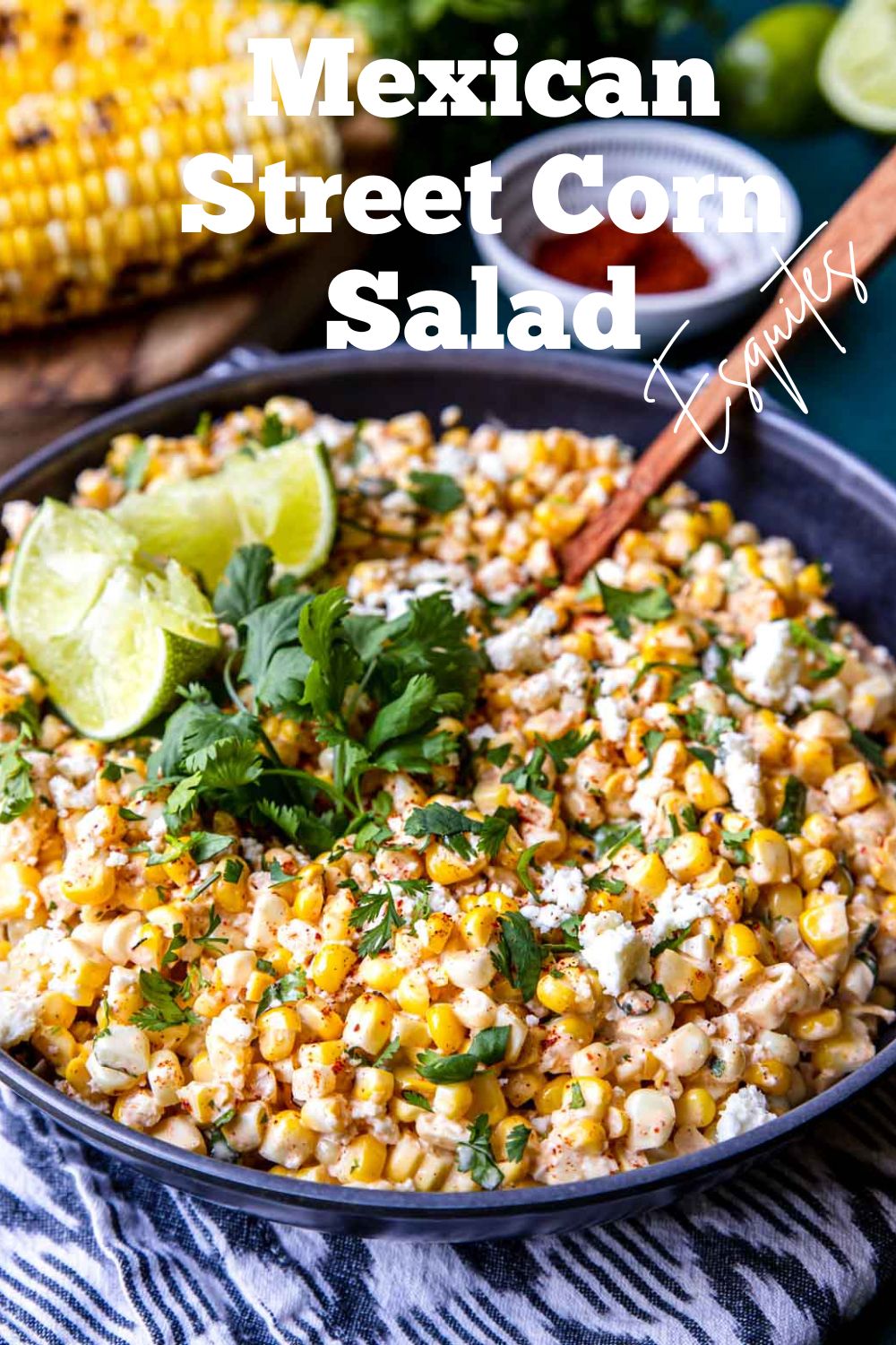 Mexican Street Corn Salad Pinterest Image with text overlay