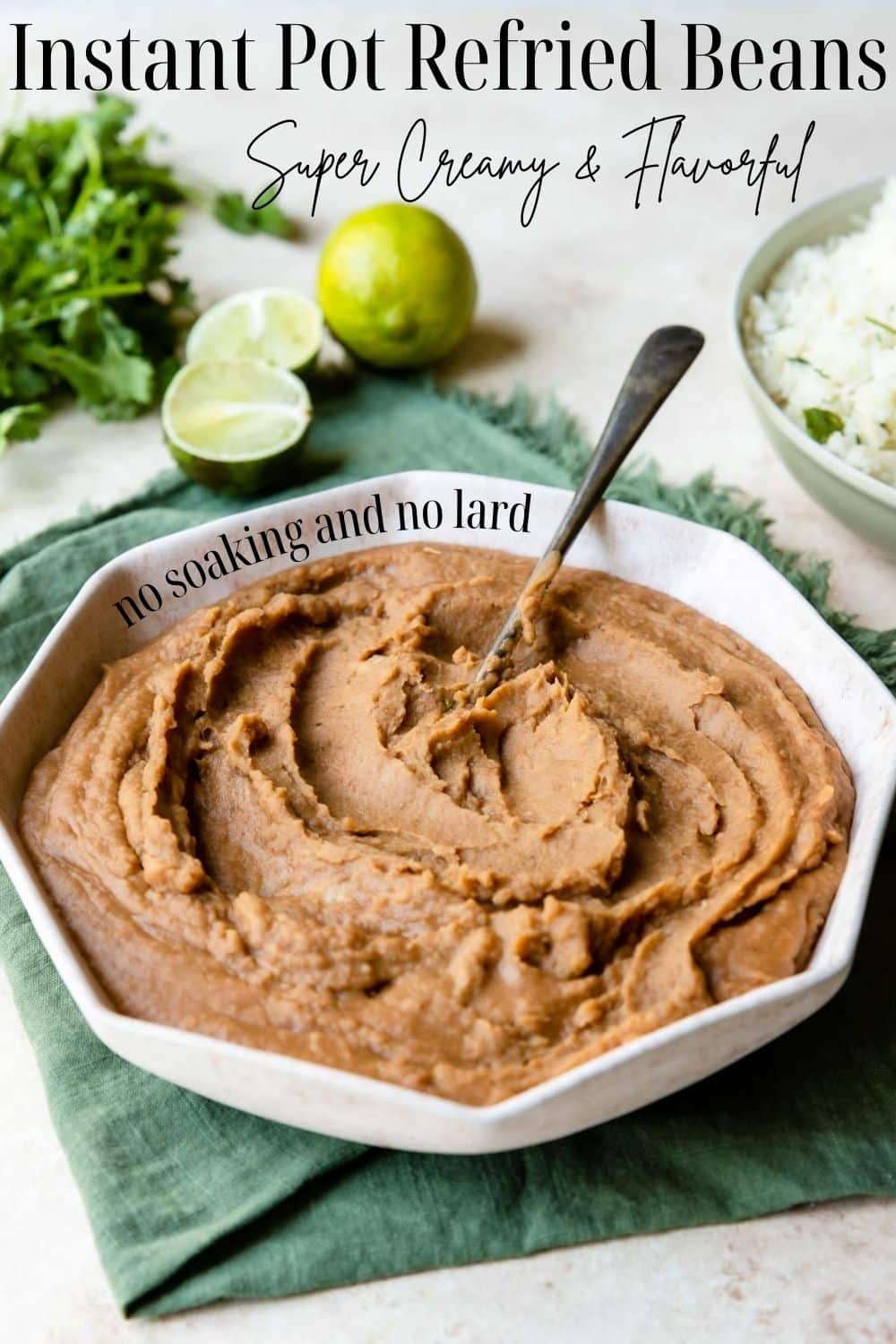 pinterest image with text for Instant Pot Refried Beans