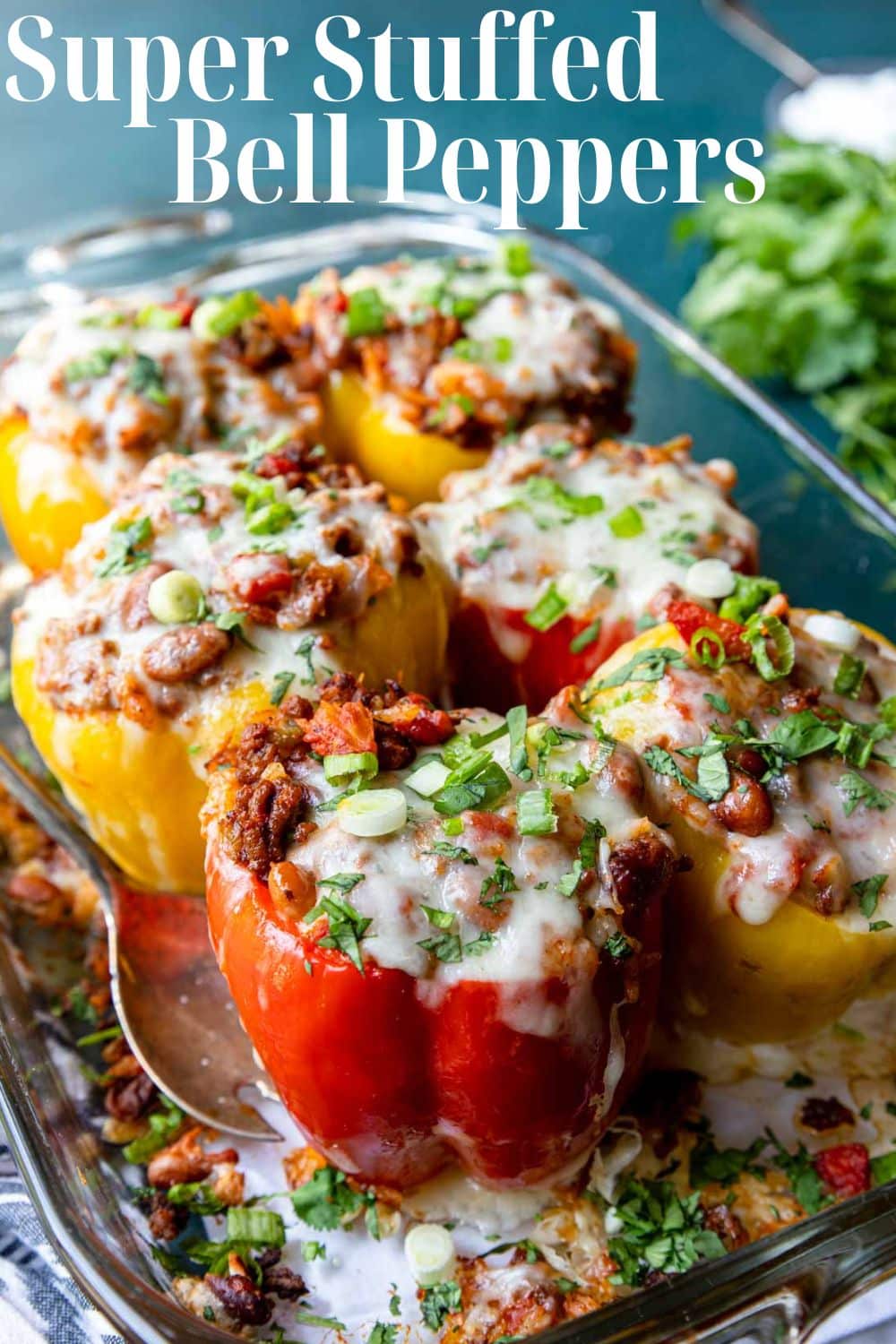 Pinterest image of stuffed peppers with text overlay