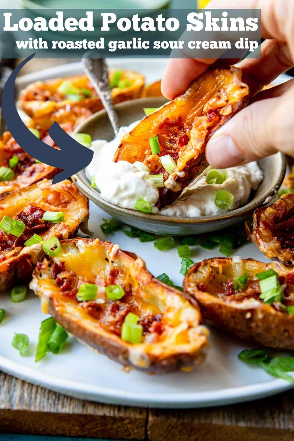 Pinterest image for Loaded Potato Skin Recipe with text overlay