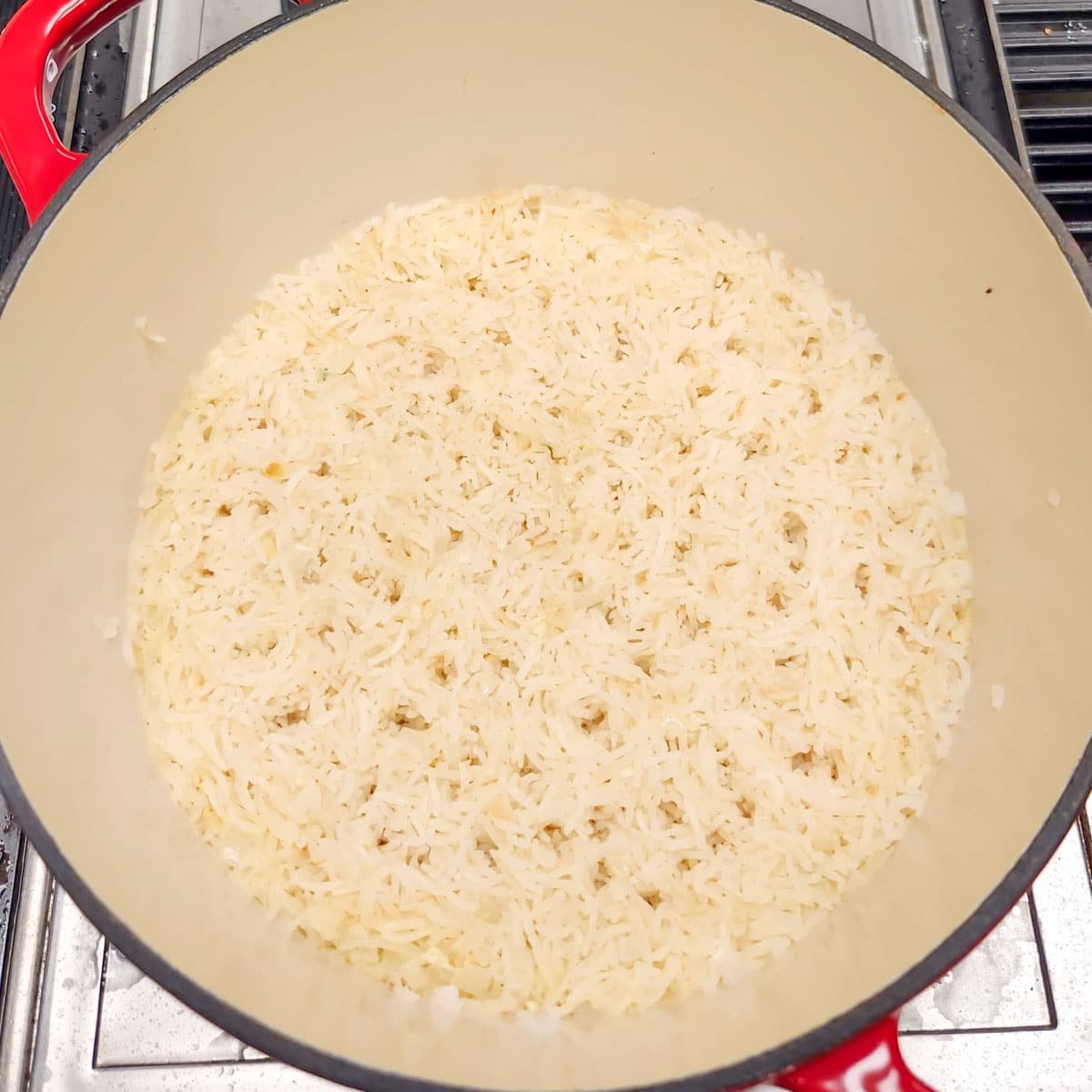 basmati rice that has been cooked in broth