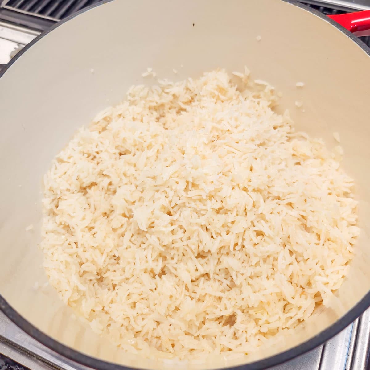 cooked basmati rice that has been fluffed 