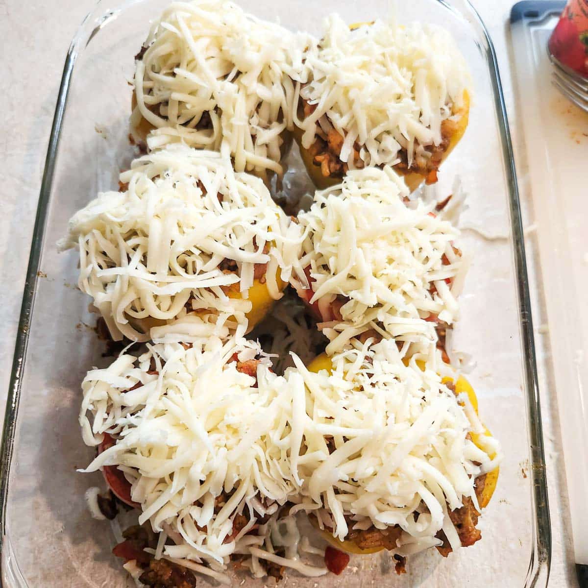 stuffed peppers topped with cheese 