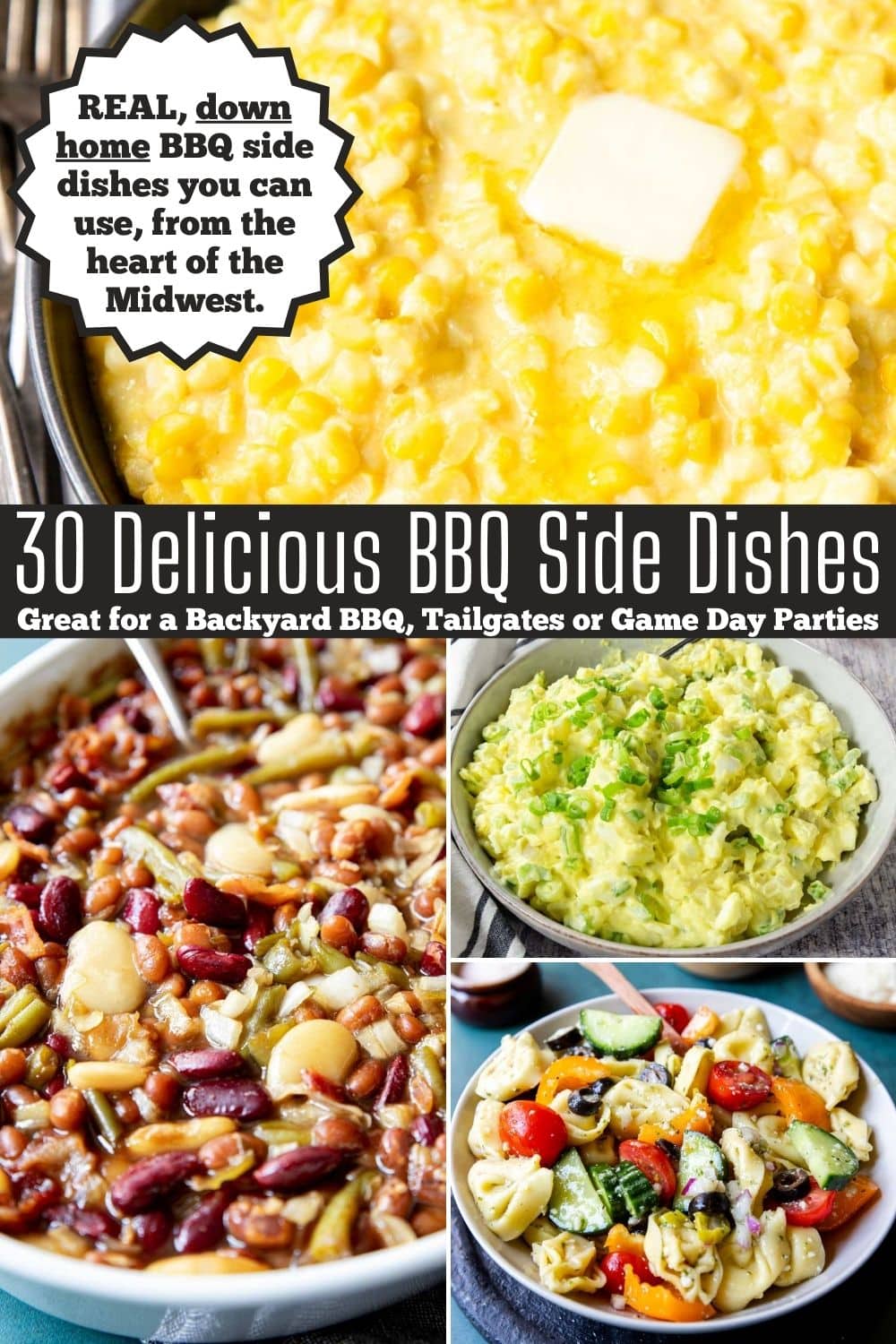 30 BBQ side dish recipes pin image with text overlay