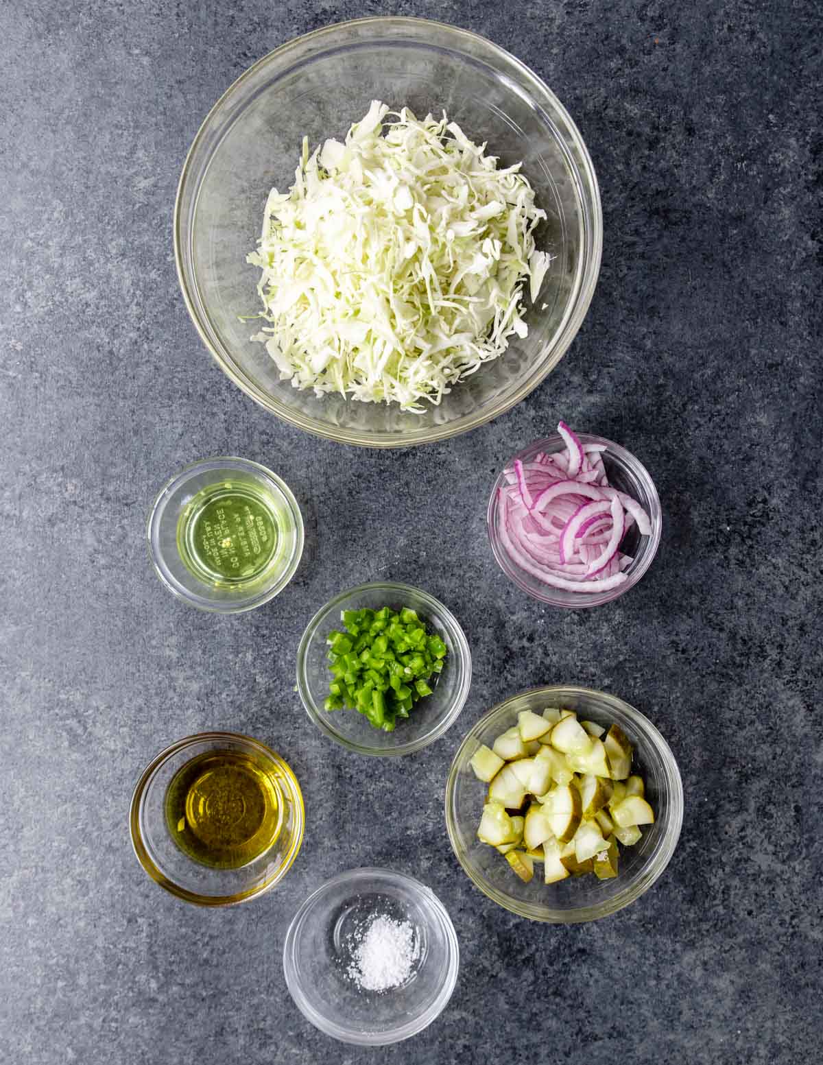 ingredients for burger slaw on a table