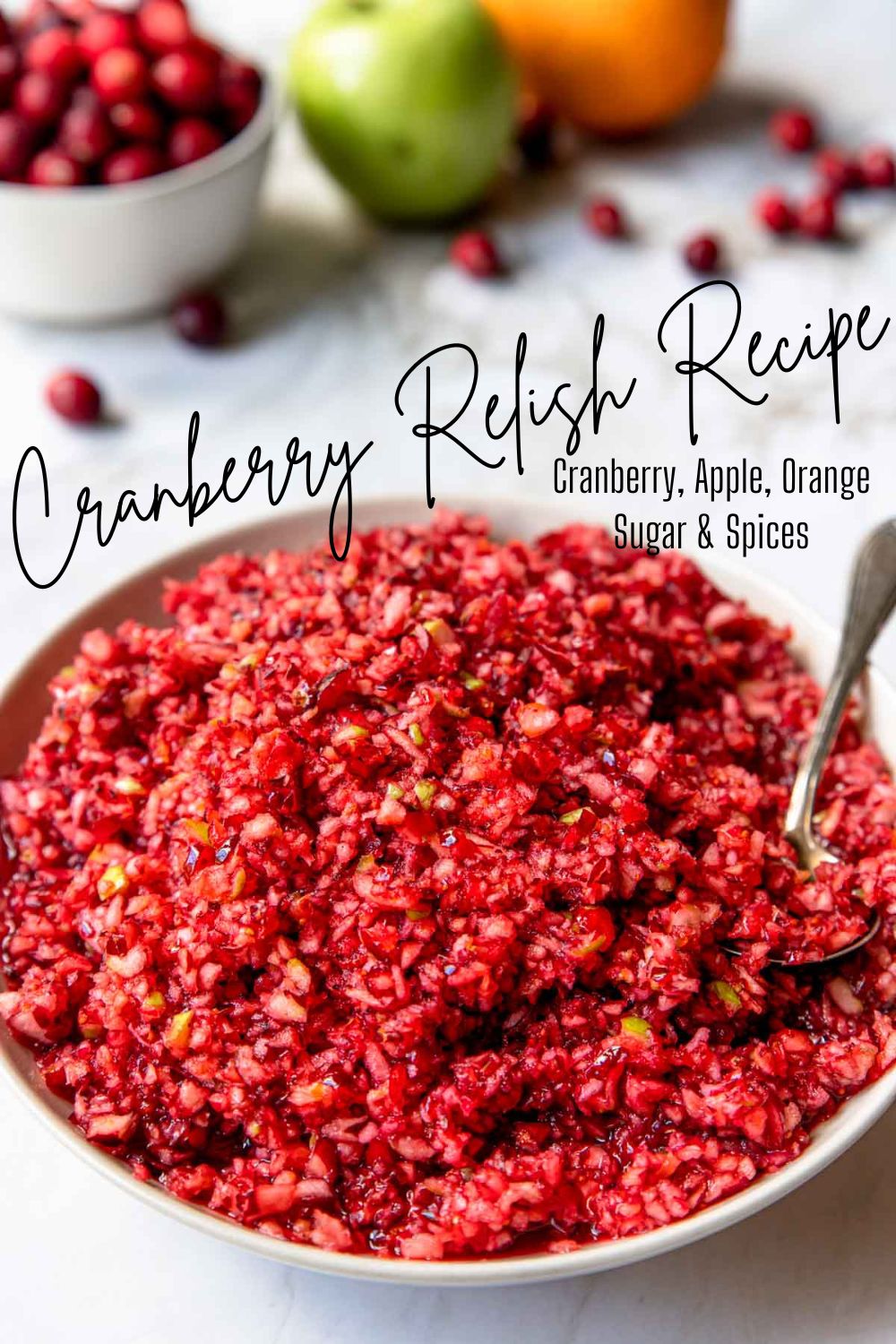 Pinterest image of cranberry relish with text overlay