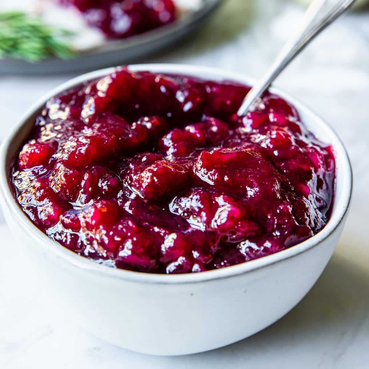 homemade cranberry sauce in a bowl