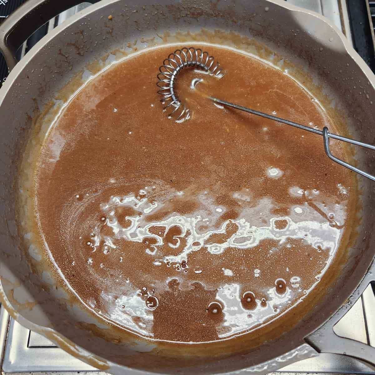 brown gravy thickened on the stove top