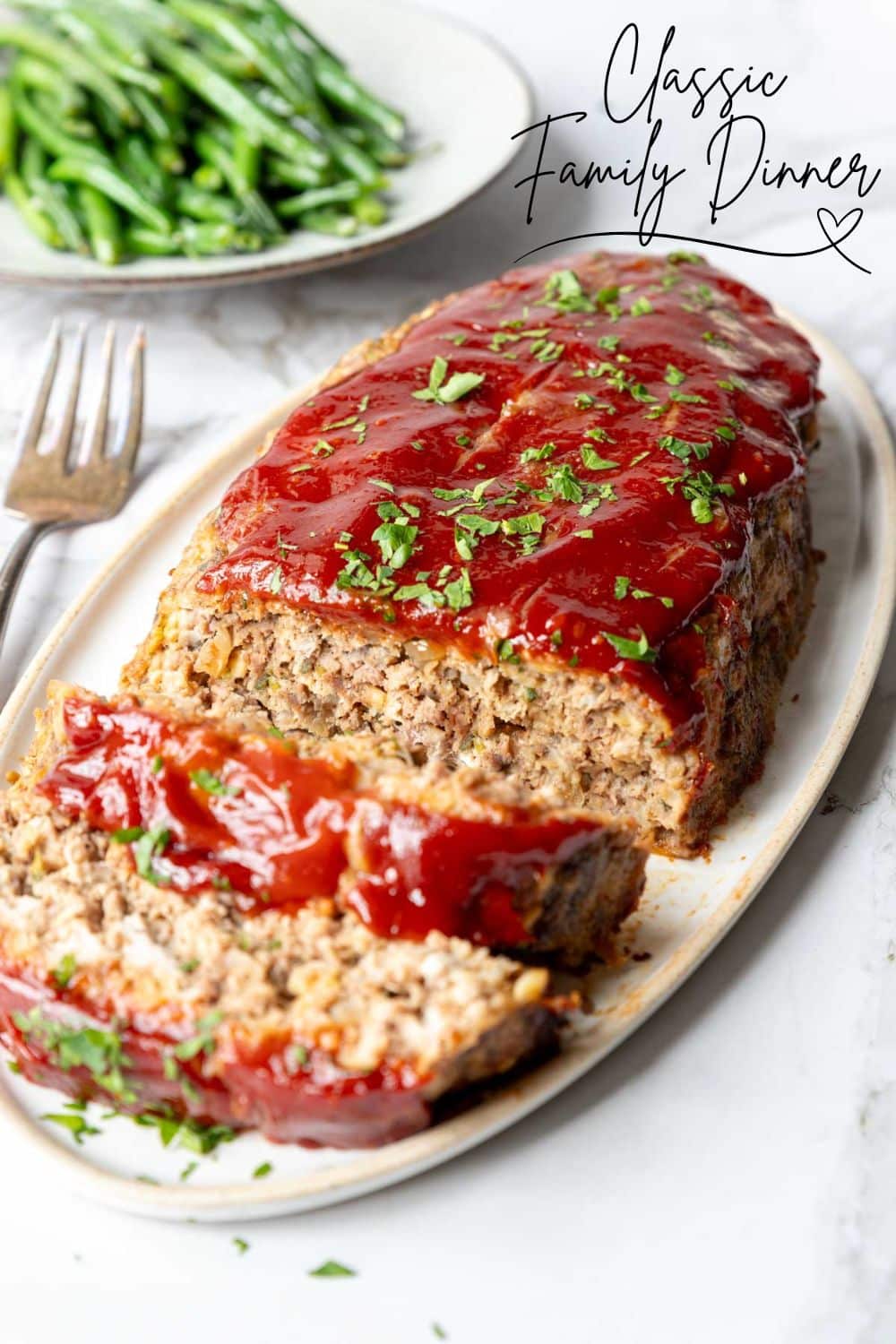 meatloaf image with text overlay for Pinterest