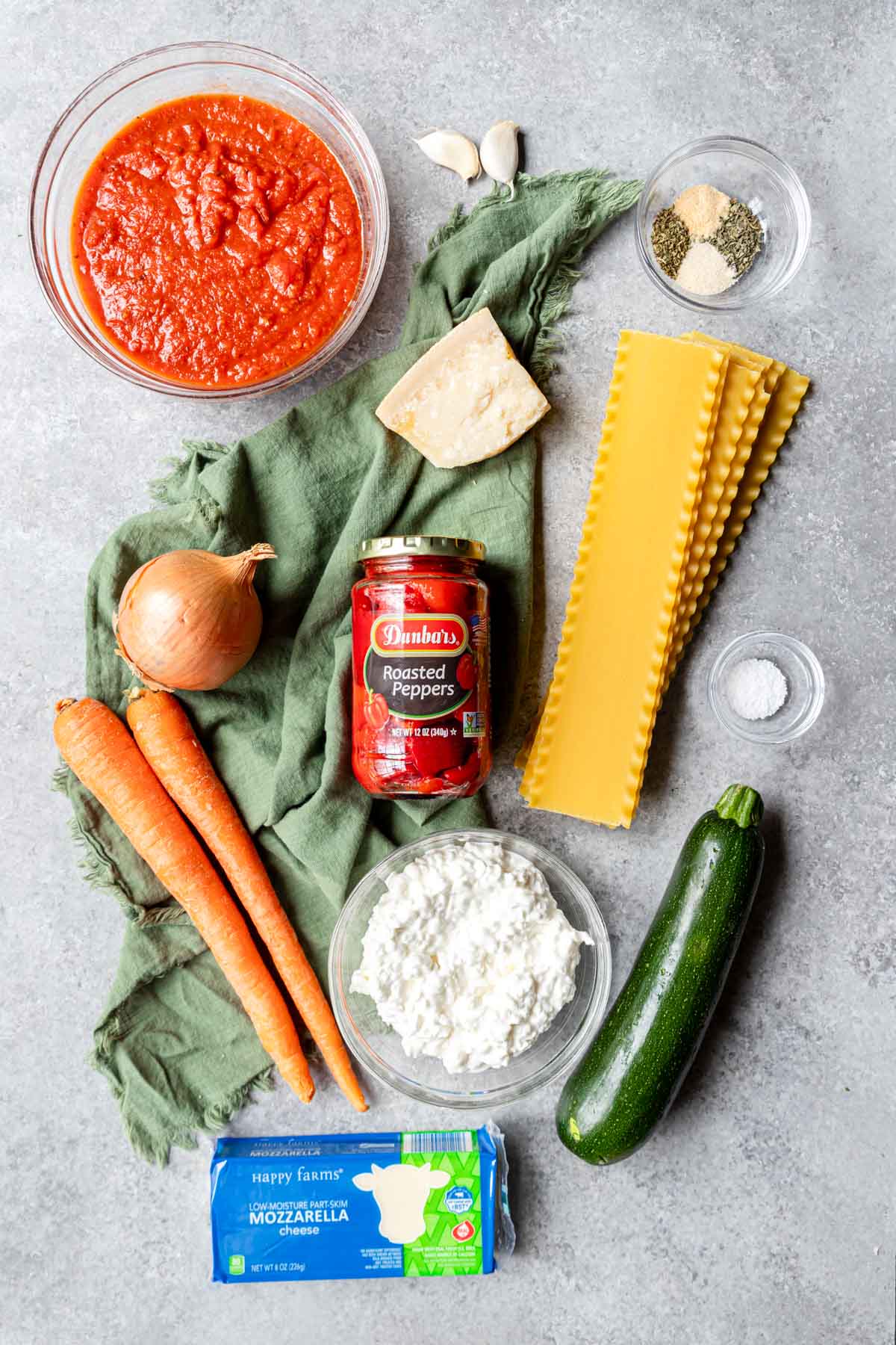 ingredients for veggie lasagna skillet 