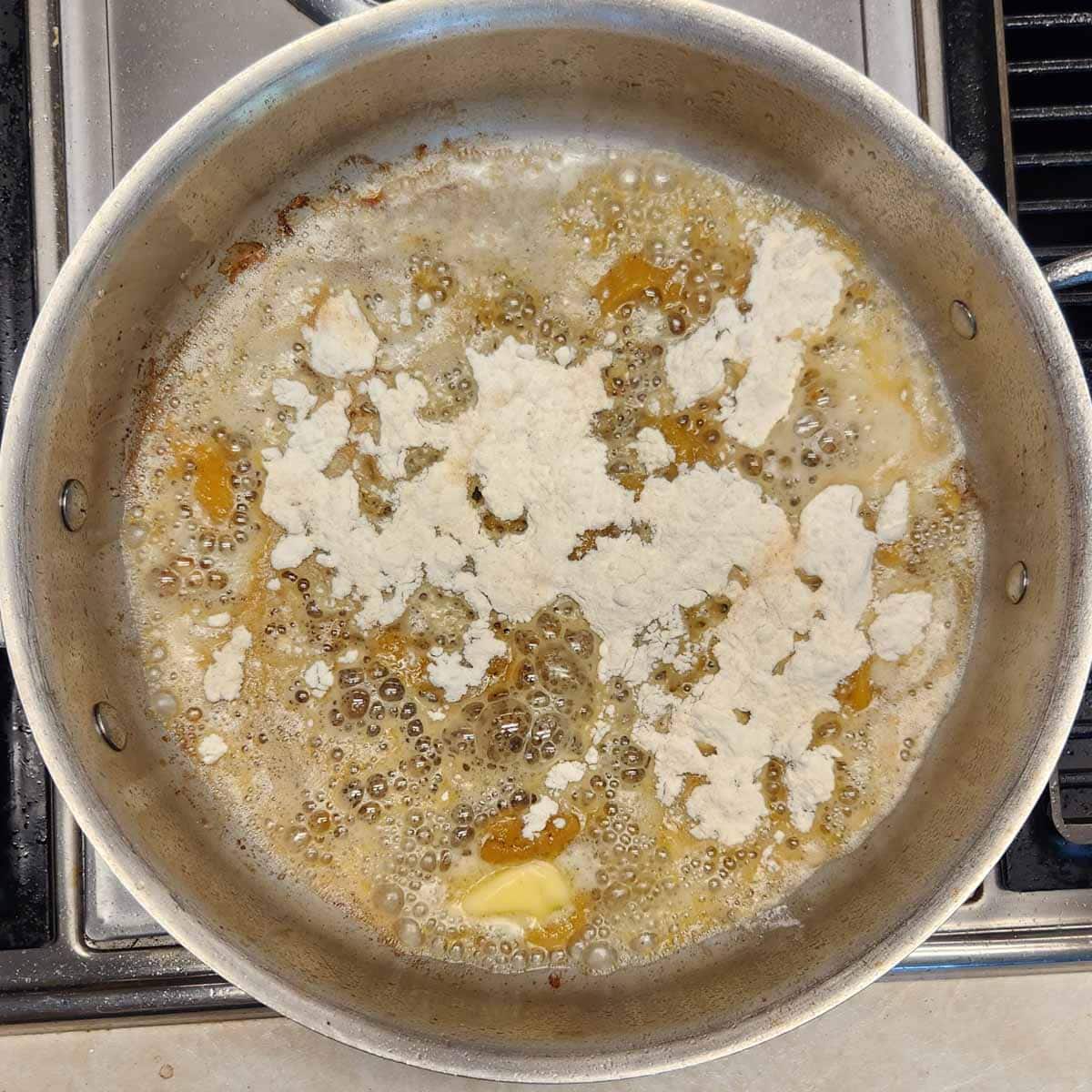 making a roux in a skillet 