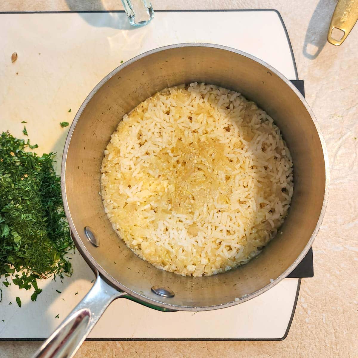 basmati rice cooked in a pot