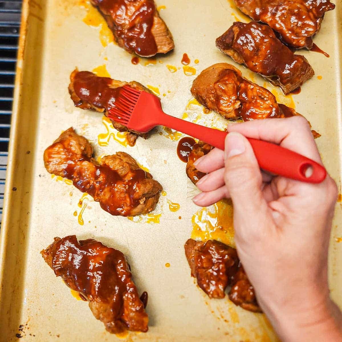 glazing baked country style ribs with BBQ sauce