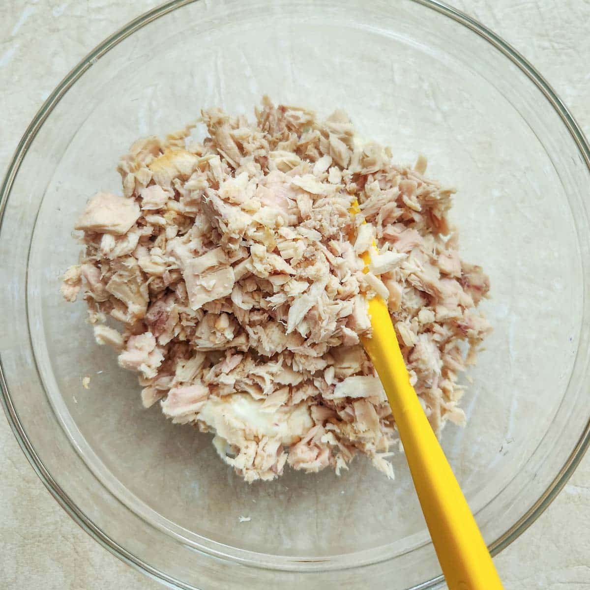 drained tuna in a bowl