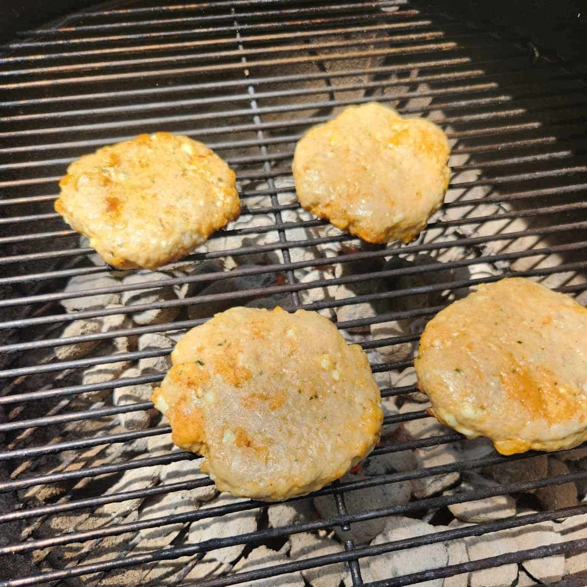 Buffalo burgers on the grill.