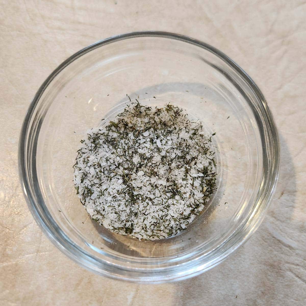 sugar, kosher salt, and dried dill mixture