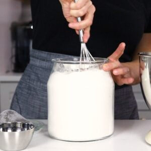 whisking all purpose flour to aerate it