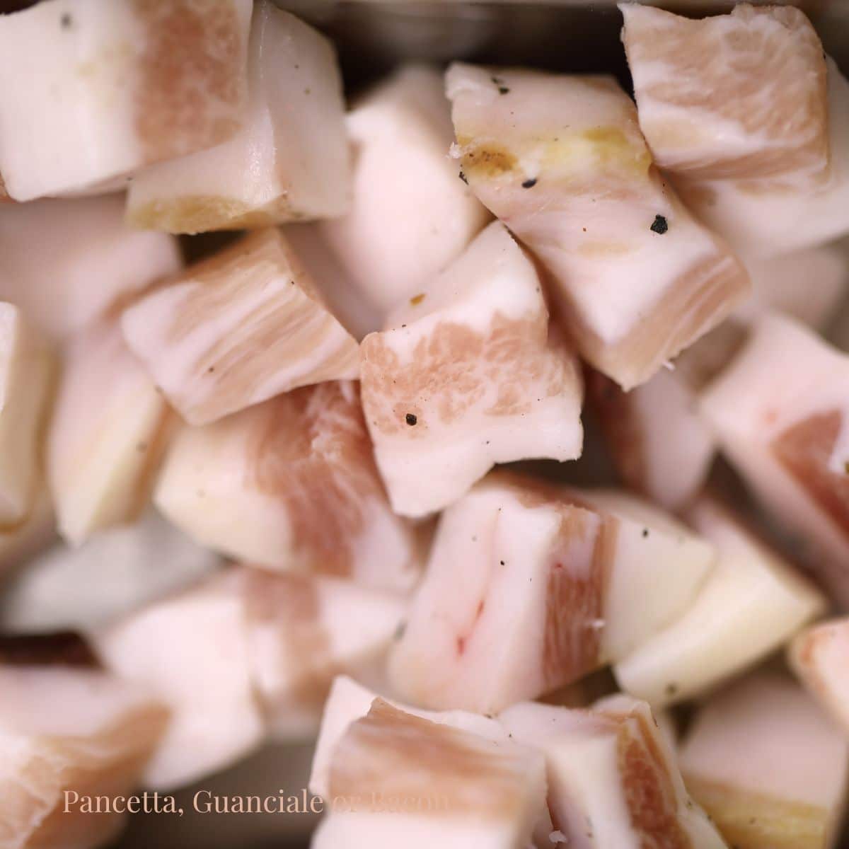 Close up photo of pancetta.