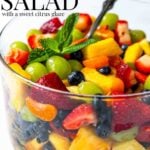 text overlay with a bowl of fruit salad, image for Pinterest