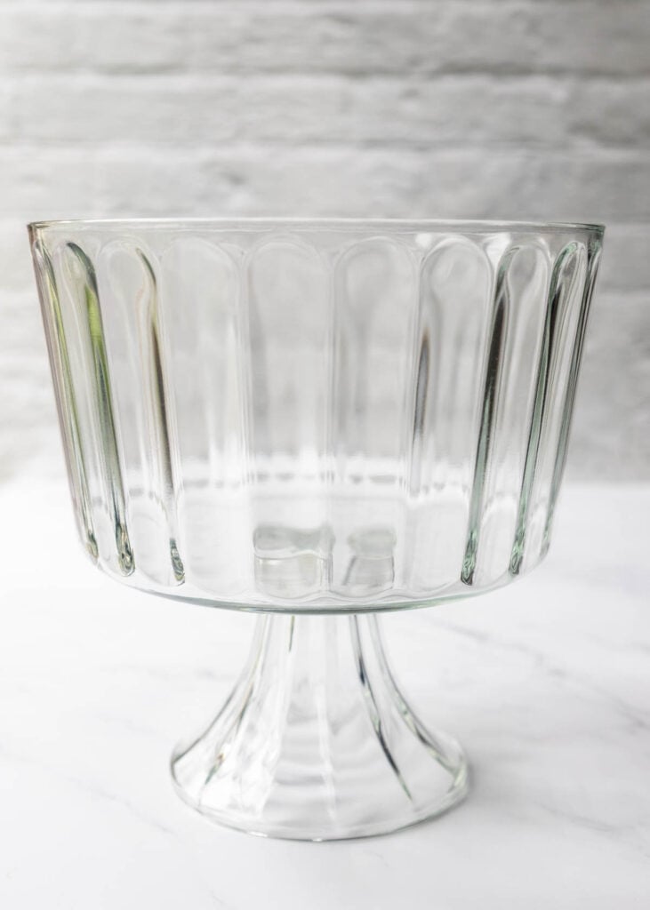 a footed glass trifle bowl