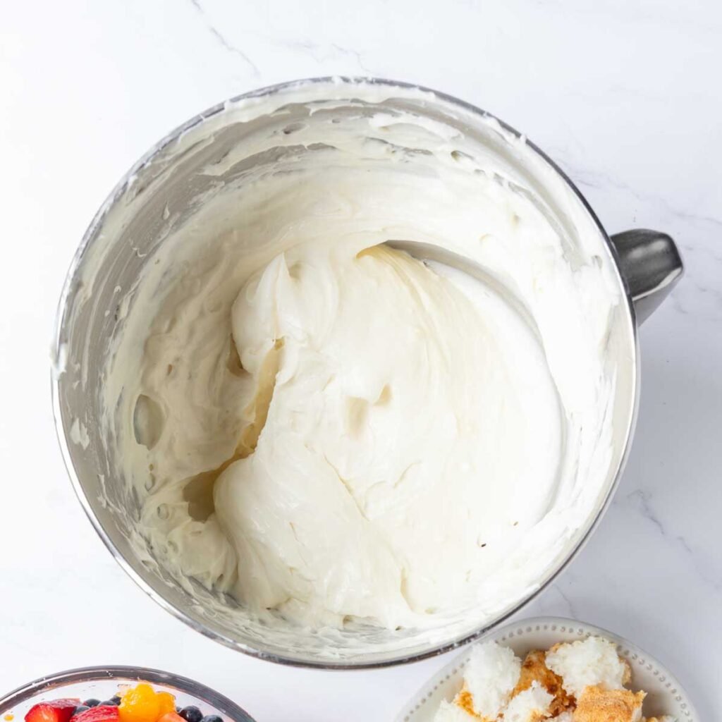 a cheesecake cream mixture for a berry trifle
