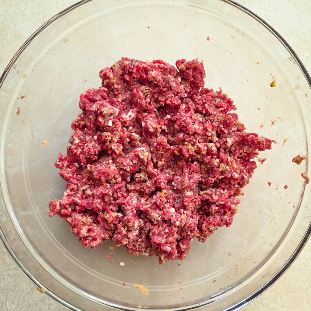 Steak Burger Mixture- ground ribeye and a panade 