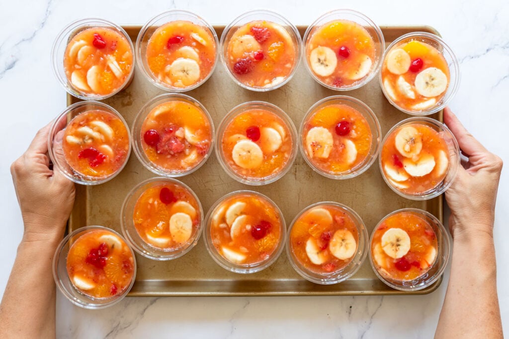 slushy fruit cups ready for the freezer