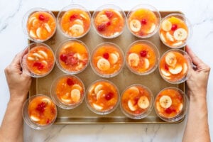 slushy fruit cups ready for the freezer